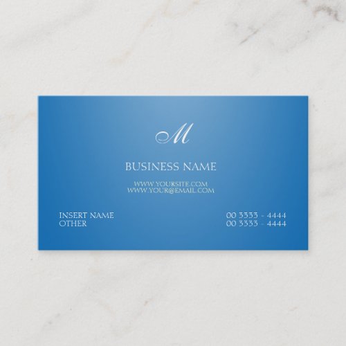 Dazzling Blue Elegant and Monogram Business Card