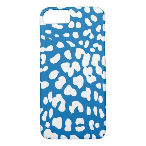 Dazzling Blue  White Leopard Print iPhone 7 Case