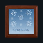 Dazzling Christmas Stars Gift Box, Blue Box<br><div class="desc">Simple yet elegant Dazzling Christmas Stars Gift Box in blue featuring an array of stylized stars. This gift box would make a lovely holiday-themed gift and would be perfect for holding small trinkets or jewelry! Customize with your own text to give this design a personal touch.</div>