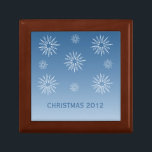 Dazzling Christmas Stars Gift Box, Blue Box<br><div class="desc">Simple yet elegant Dazzling Christmas Stars Gift Box in blue featuring an array of stylized stars. This gift box would make a lovely holiday-themed gift and would be perfect for holding small trinkets or jewelry! Customize with your own text to give this design a personal touch.</div>