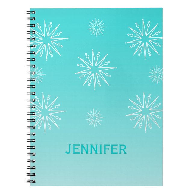 Dazzling Christmas Stars Notebook, Aqua Notebook (Front)