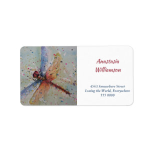 DAZZLING COLORFUL DRAGON FLY ADDRESS LABEL