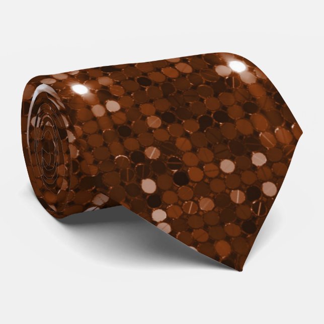 Dazzling Copper Sparkle Sequin Pattern Neck Tie (Rolled)