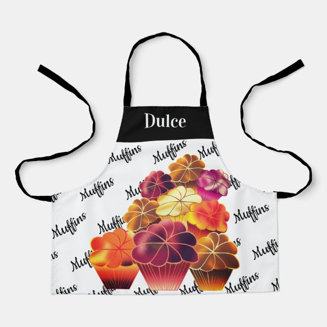 Dazzling, Custom Text, Warm Stack Muffins, Kids Apron (Front)