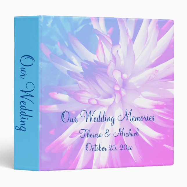 Dazzling Dahlia Flower Personalized Wedding  3 Ring Binder (Front/Spine)