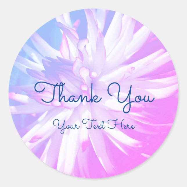 Dazzling Dahlia Flower Thank You Personalized Classic Round Sticker (Front)