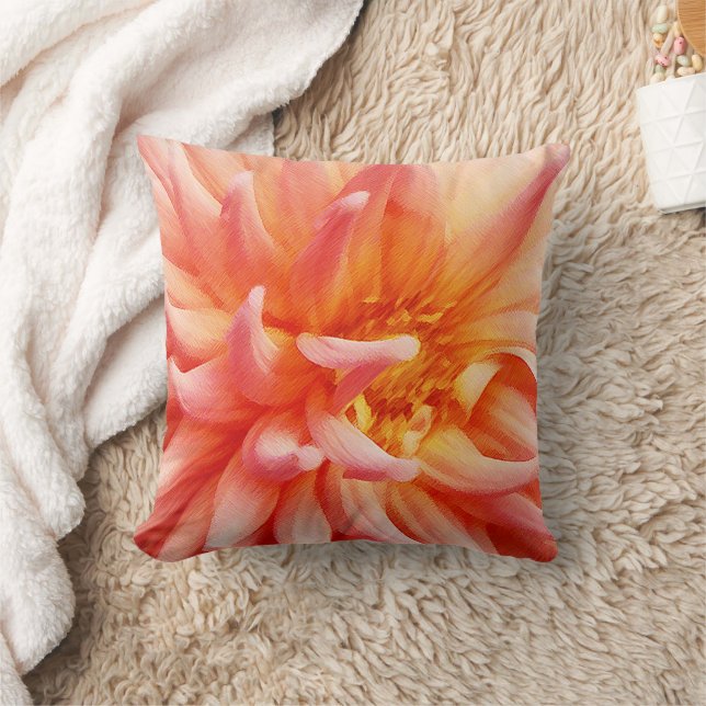 Dazzling Dahlia Flower Throw Pillow (Blanket)