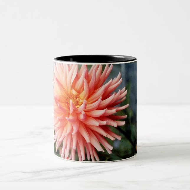 Dazzling Dahlia Flower Two-Tone Coffee Mug (Center)