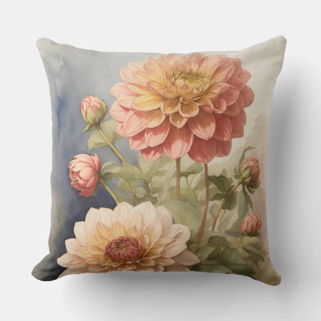 Dazzling Dahlia Throw Pillow (Front)