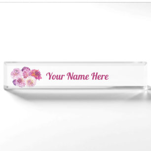 Dazzling Dahlias Personalized  Desk Name Plate