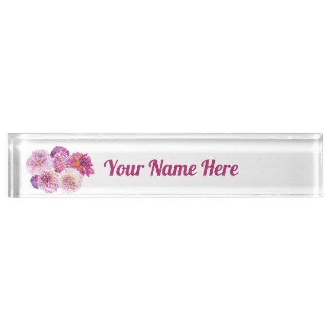 Dazzling Dahlias Personalized  Desk Name Plate (Front)