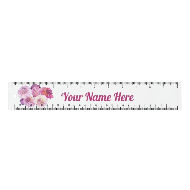 Dazzling Dahlias Personalized  Ruler (Front)