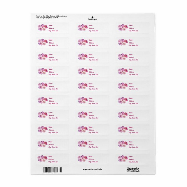 Dazzling Dahlias Return Address Labels (Full Sheet)