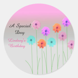 Dazzling Daisies Personalized Birthday Classic Round Sticker