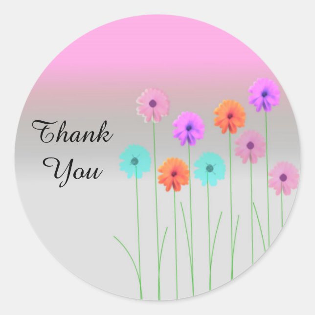 Dazzling Daisies Thank You Classic Round Sticker (Front)