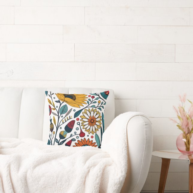 Dazzling Daisy Delight: A Floral Fashion Favorite Throw Pillow (Couch)
