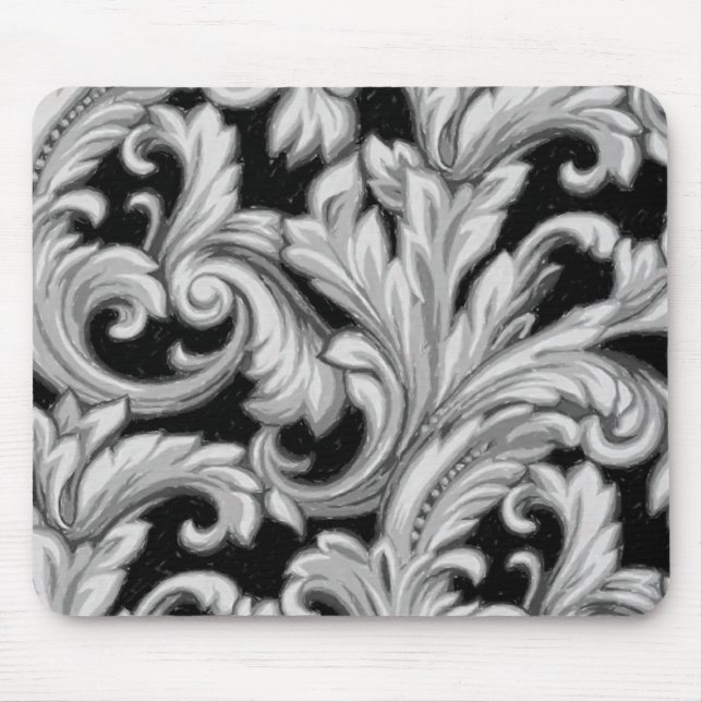 Dazzling Damask, Gray and Black Mouse Pad (Front)