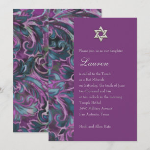 Dazzling Damask Purple and Teal Invitation