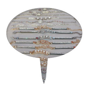 Dazzling Decorated Diamond Chain Artwork Jewelry  Cake Topper