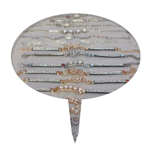 Dazzling Decorated Diamond Chain Artwork Jewelry  Cake Topper (Front)