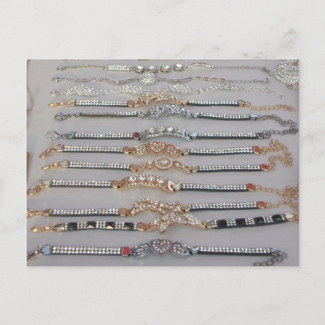 Dazzling Decorated Diamond Chain Artwork Jewelry  Postcard (Front)