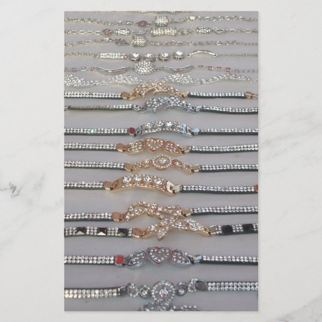 Dazzling Decorated Diamond Chain Artwork Jewelry  Stationery (Front)