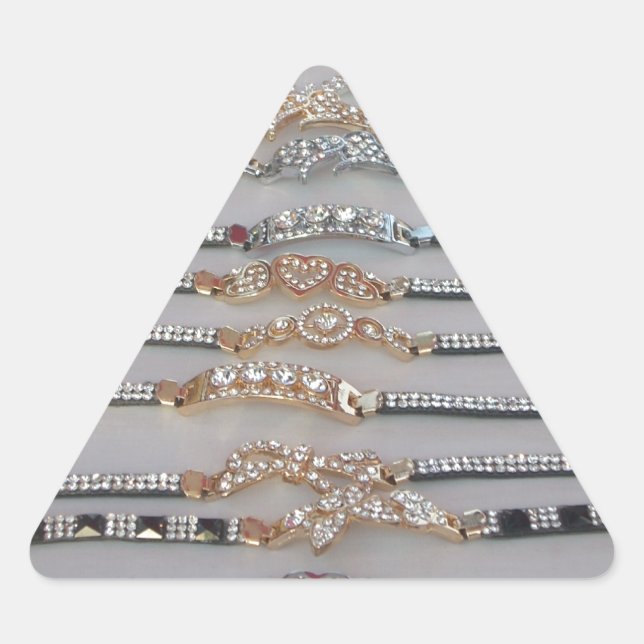 Dazzling Decorated Diamond Chain Artwork Jewelry  Triangle Sticker (Front)