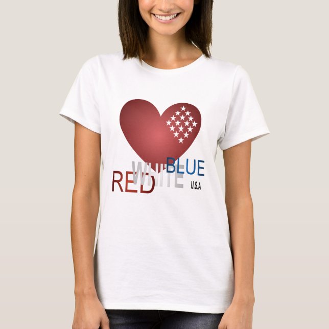 Dazzling Diamond Heart Patriotic T-Shirt (Front)
