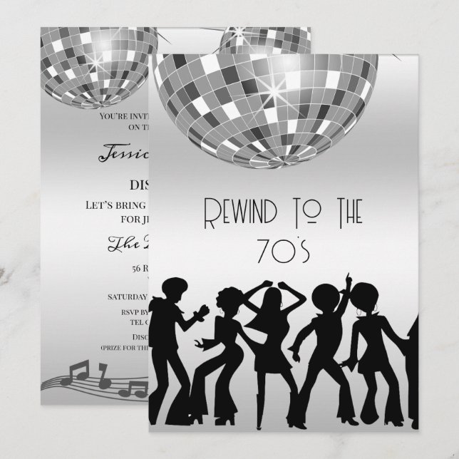 Dazzling Disco Ball 70's Disco Birthday Invitation (Front/Back)