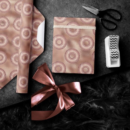 Dazzling Donuts  Copper Rose Gold Glamour Pattern Wrapping Paper