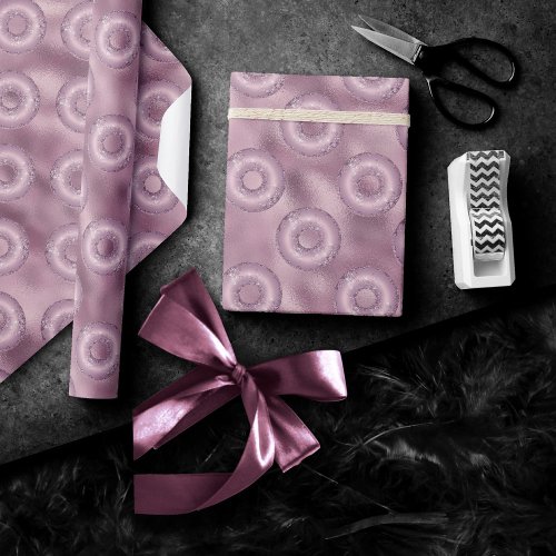 Dazzling Donuts  Dusty Mauve Rose Pink Glitzy Wrapping Paper