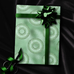 Dazzling Donuts   Neo Mint Green Sparkly Pattern Wrapping Paper