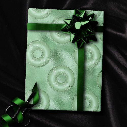 Dazzling Donuts  Neo Mint Green Sparkly Pattern Wrapping Paper