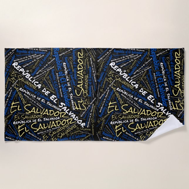 Dazzling El Salvador Flag Colors Patriotic Beach Towel (Front)