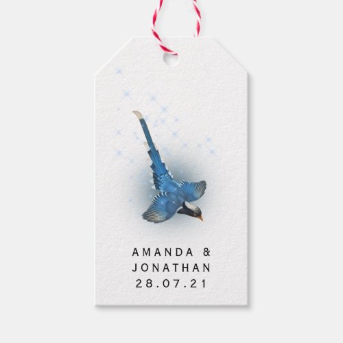 Dazzling Fantasy Floral Bird Wedding Gift Tags