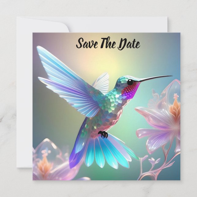 Dazzling Fusion: Rainbow Glass Hummingbird,  Save The Date (Front)