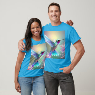 Dazzling Fusion: Rainbow Glass Hummingbird, T-Shirt