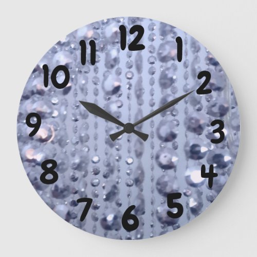 Dazzling Glittery Blue Beads Large Clock