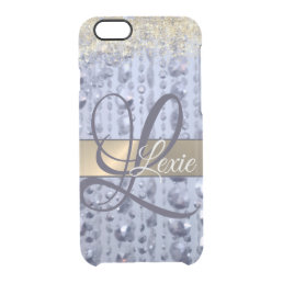 Dazzling Glittery Blue Beads Monogram       Clear iPhone 6/6S Case