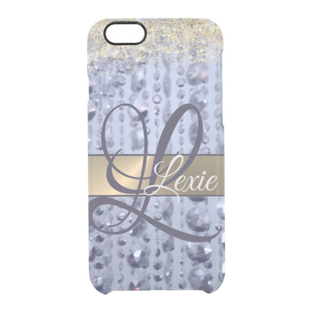 Dazzling Glittery Blue Beads Monogram       Uncommon iPhone Case (Back)