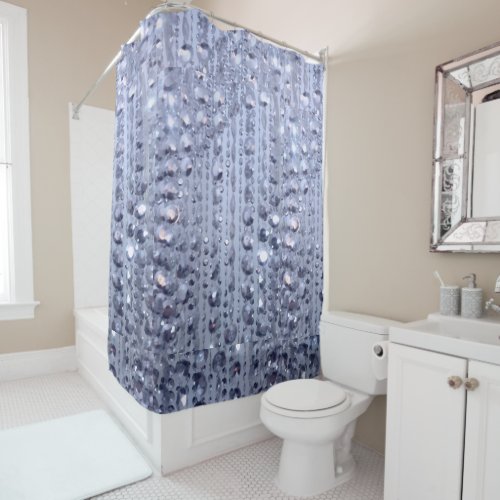 Dazzling Glittery Blue Beads Shower Curtain