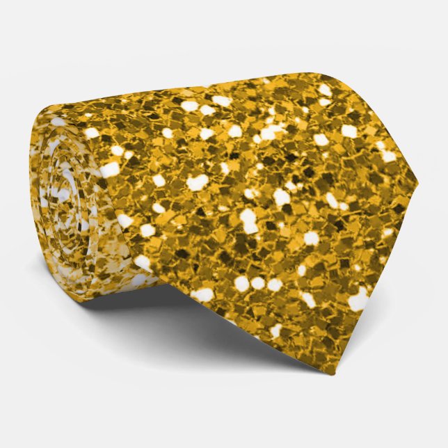 Dazzling Gold Glitter Ombre Sparkle Neck Tie (Rolled)