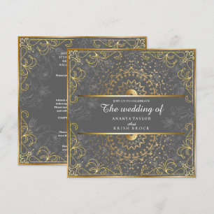 Dazzling Gray and Gold Wedding Invitation