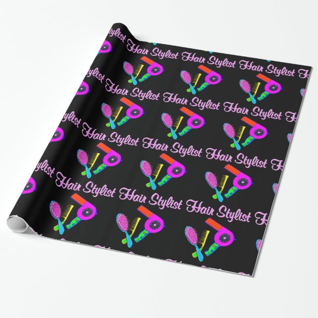 DAZZLING HAIR STYLIST TEES AND GIFTS WRAPPING PAPER (Unrolled)