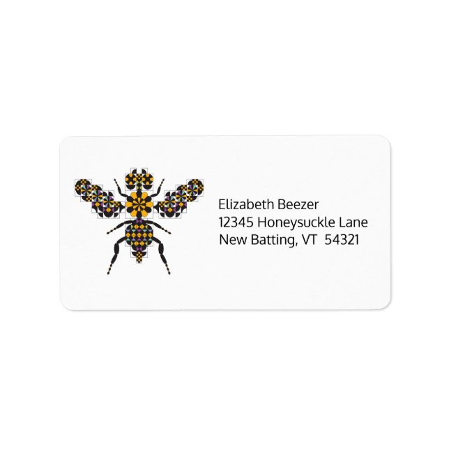 Dazzling Honey Bee Quilt Pattern Address Labels (Front)