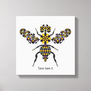 Dazzling Honey Bee Quilt Pattern Canvas Print