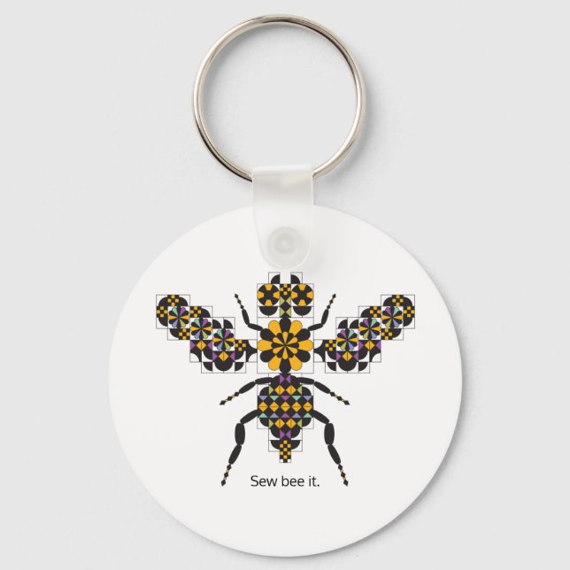 Dazzling Honey Bee Quilt Pattern Keychain (Front)