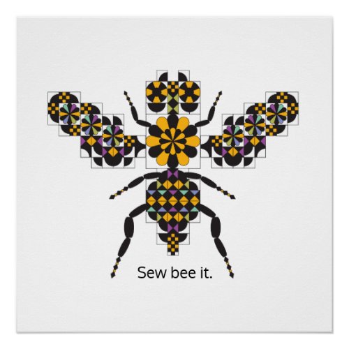 Dazzling Honey Bee Quilt Pattern Poster