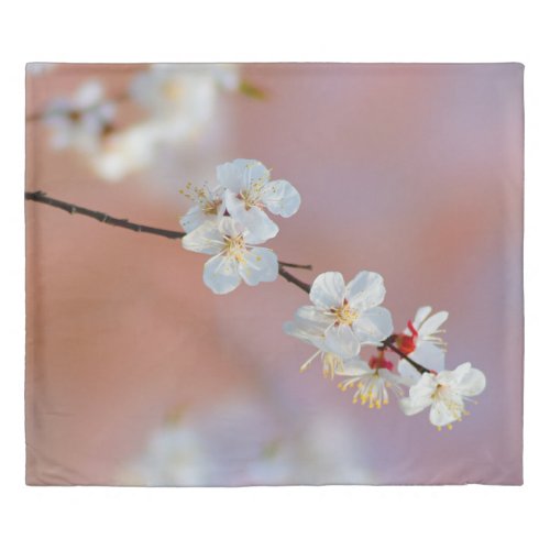 Dazzling Japanese Apricot Blossoms Duvet Cover