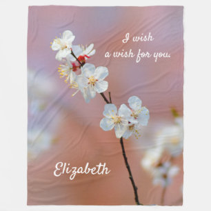 Dazzling Japanese Apricot Blossoms Fleece Blanket